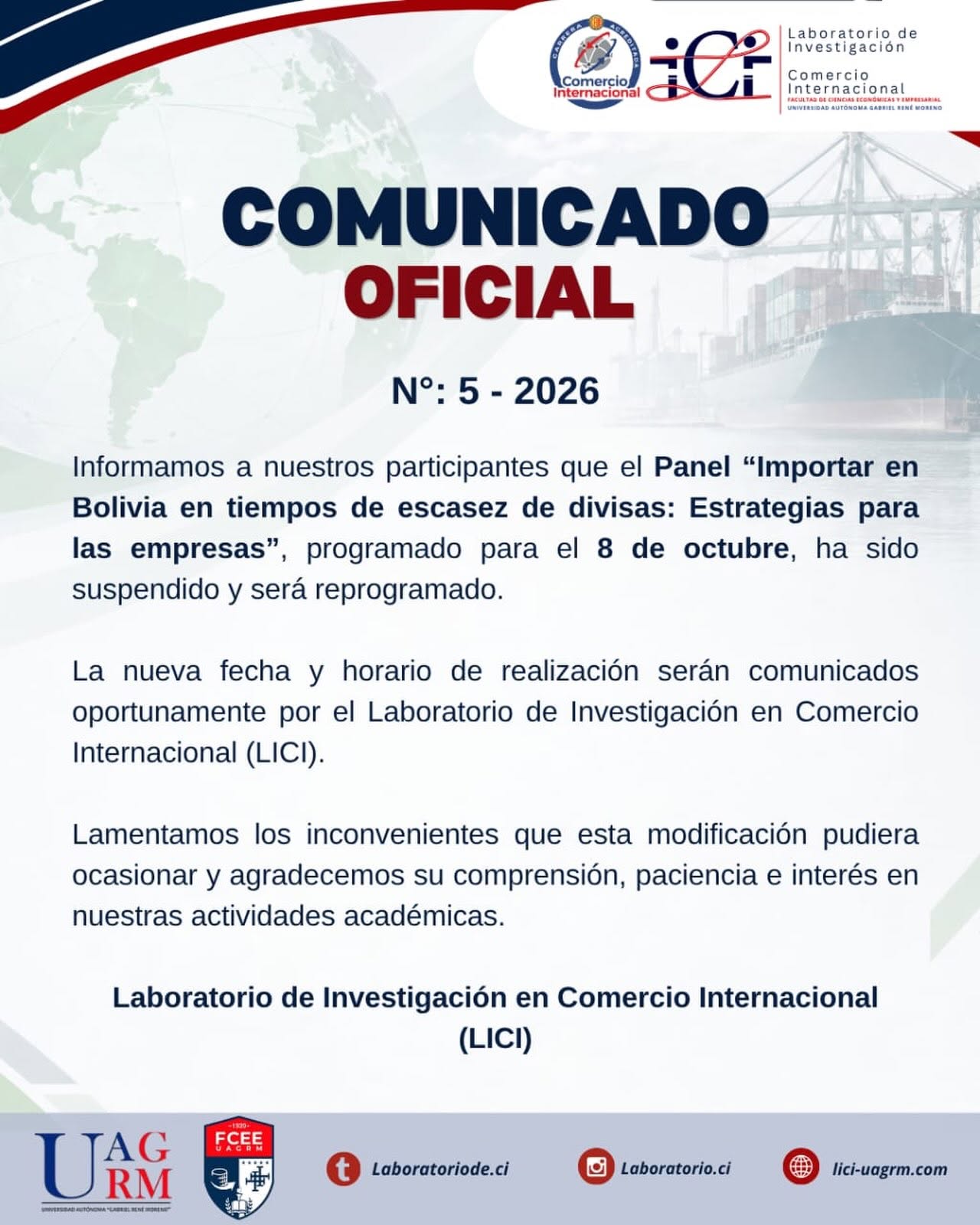 Información Importante: Panel sobre Importaciones